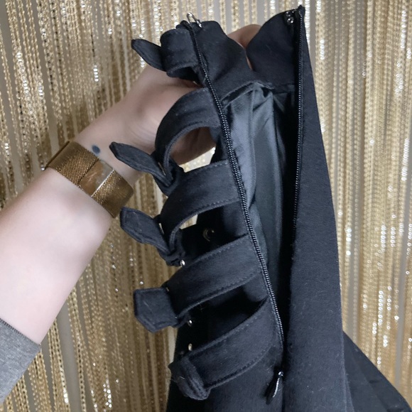 Worthington black faux wrap midi pencil skirt with buckle hip detail - Picture 6 of 8